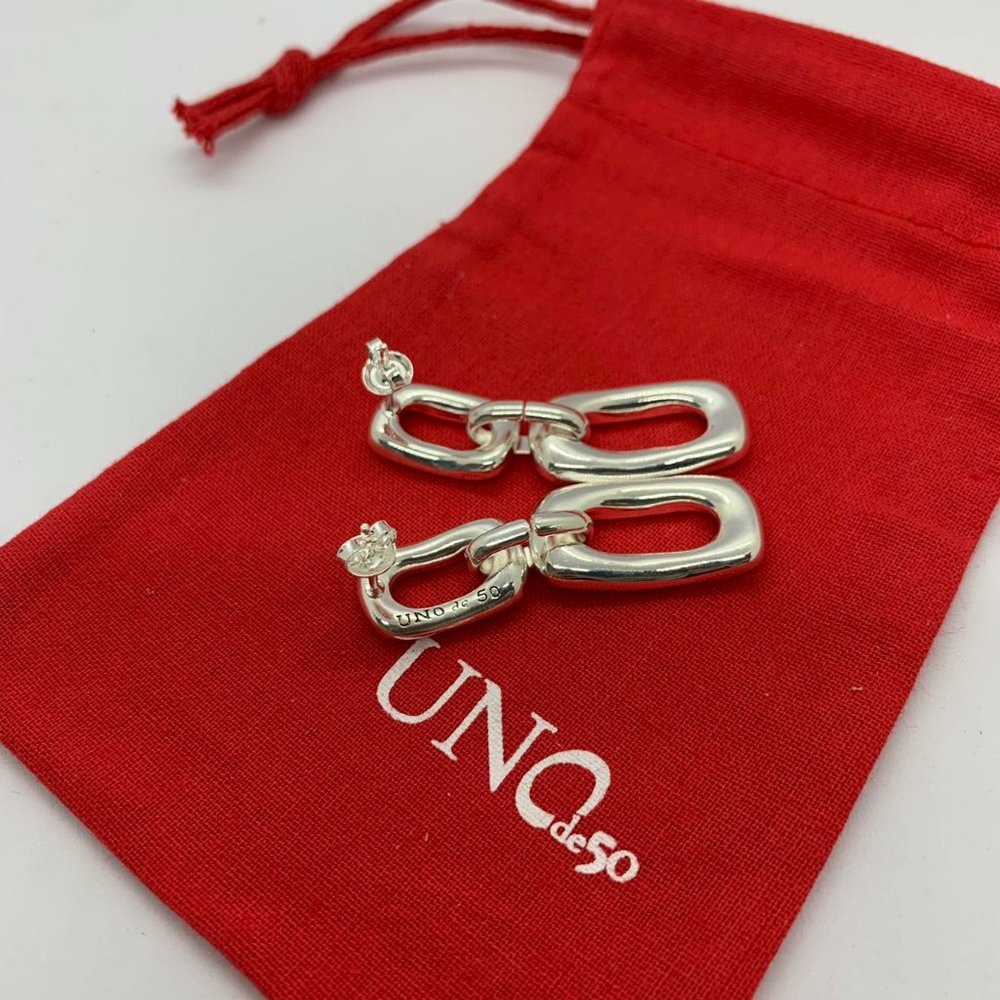 UNO de 50 Earrings DATE EARRINGS Silver Hoop Earrings Niche Jewelry Gift - Picture 7 of 9
